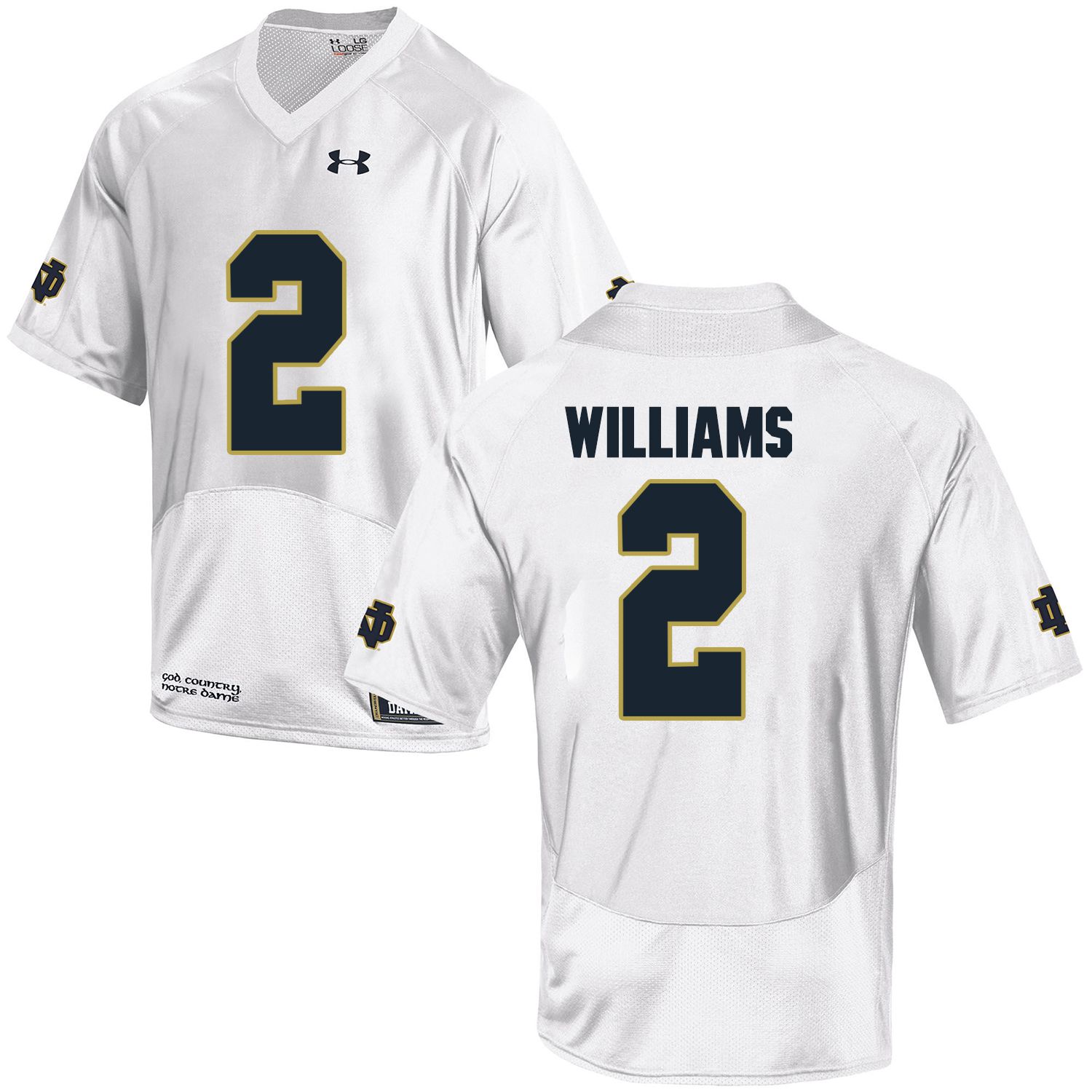 Men Norte Dame Fighting Irish #2 Williams White Customized NCAA Jerseys